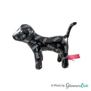 Victoria’s Secret PINK Dog Plush Black Faux Leather Mascot Logo
